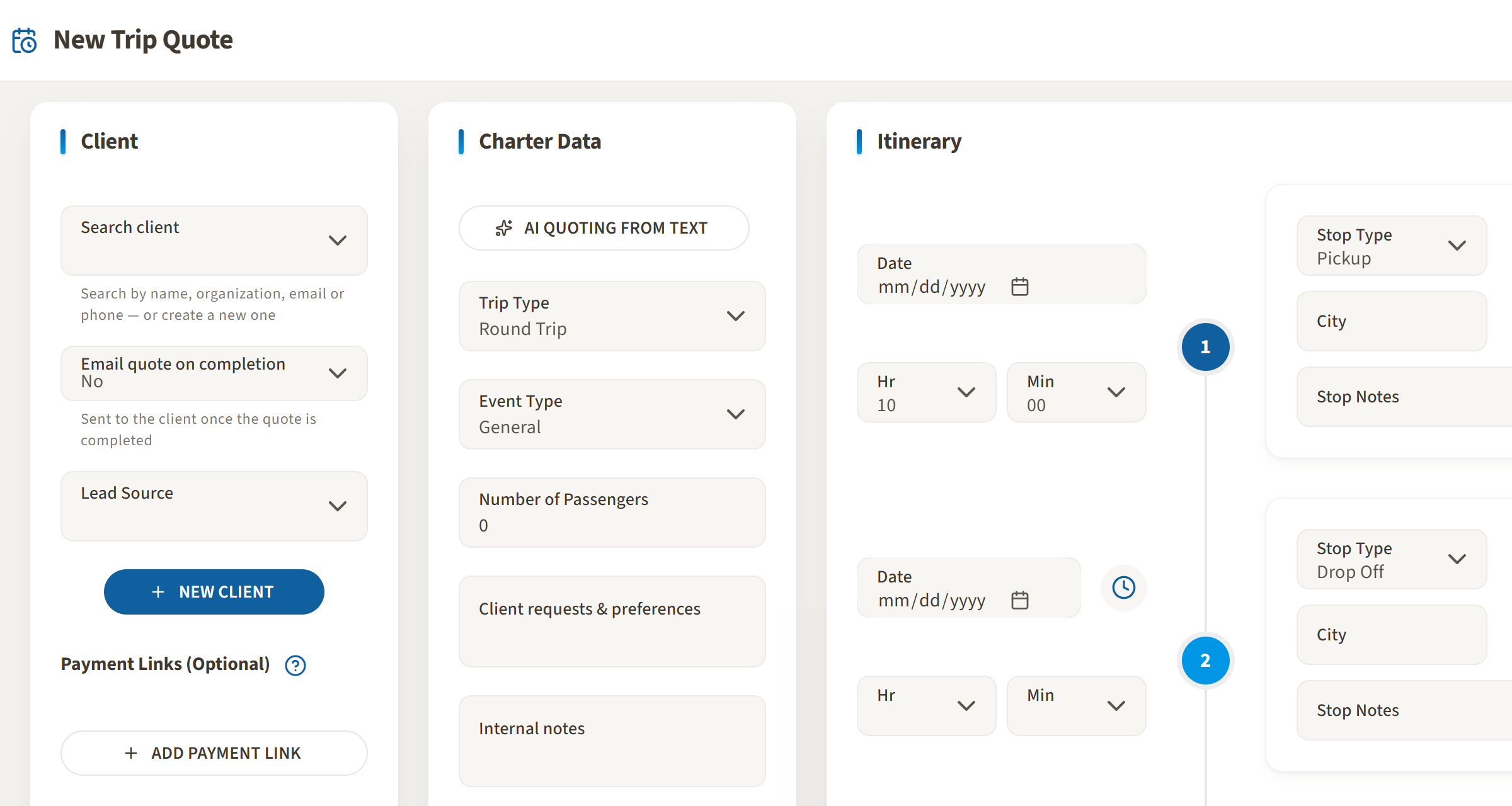 Rydflow AI Itinerary & Quoting